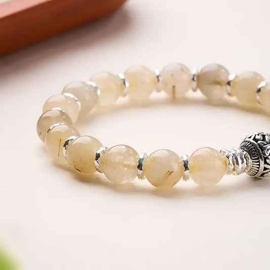Fortune and Prosperity ・ Gold Hair Crystal Hidden Silver Butterfly Bracelet
