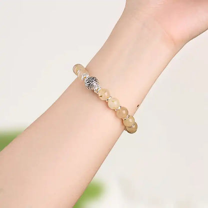 Fortune and Prosperity ・ Gold Hair Crystal Hidden Silver Butterfly Bracelet